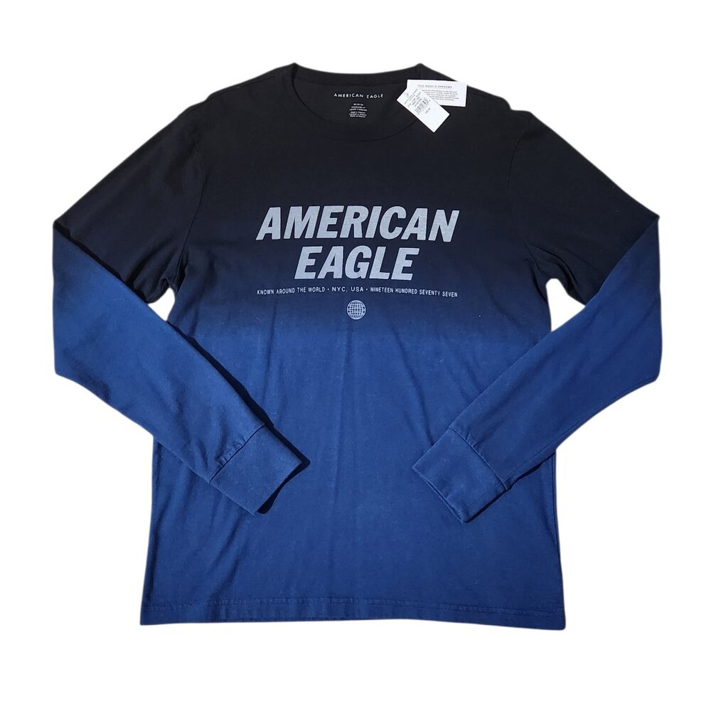 American Eagle Outfitters AE Men's Long Sleeve Blue Shirt Tee Size M NEW